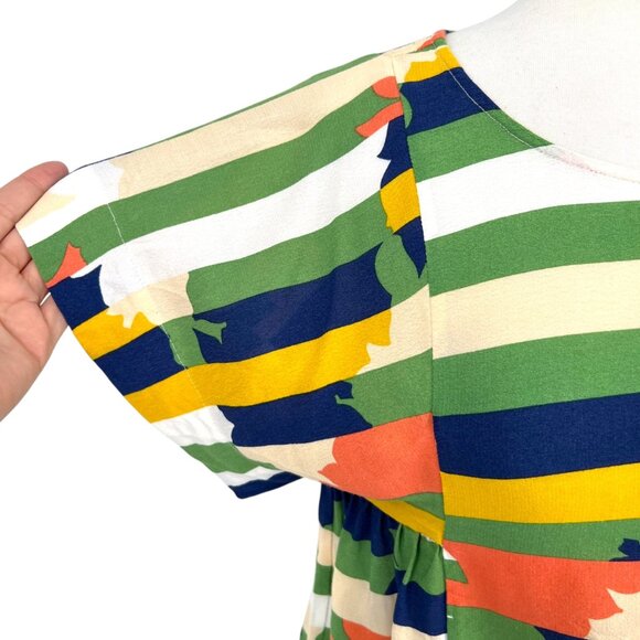 Maeve Anthropologie Milla Striped Multicolor Short Sleeve Blouse Size Small - Picture 3 of 13